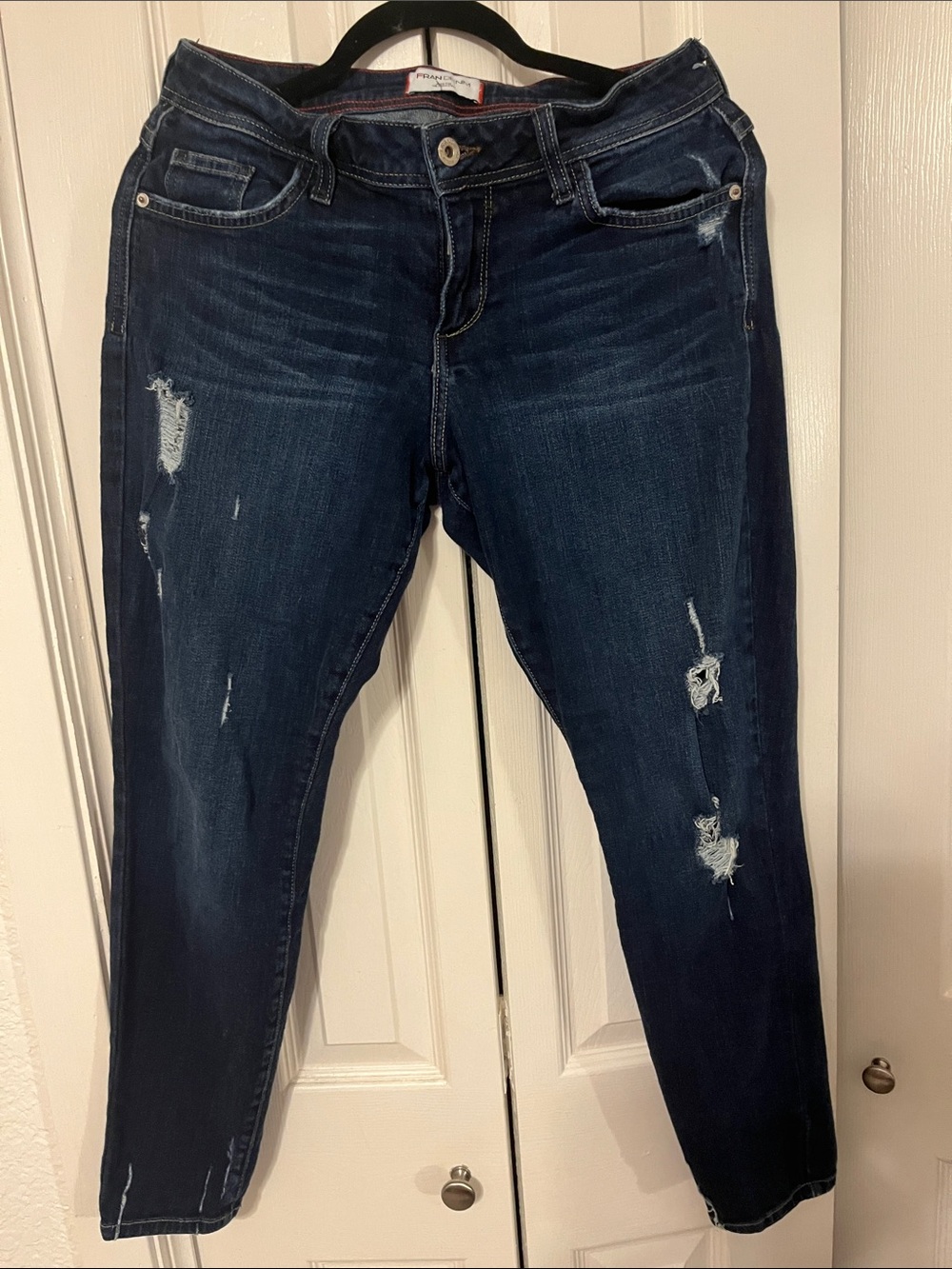 FranDenim Dark Blue Distressed Women's Jeans